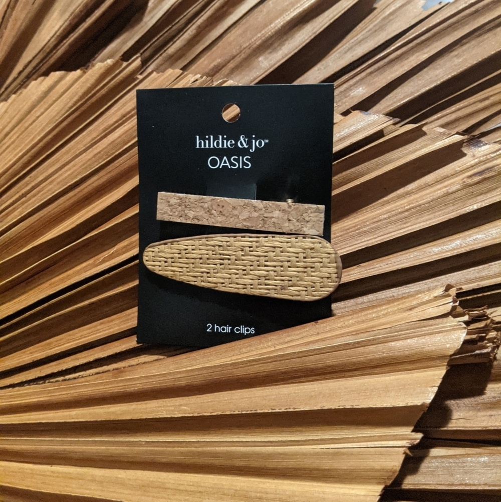 3 for $30 | Basket weave and cork boho hair clips